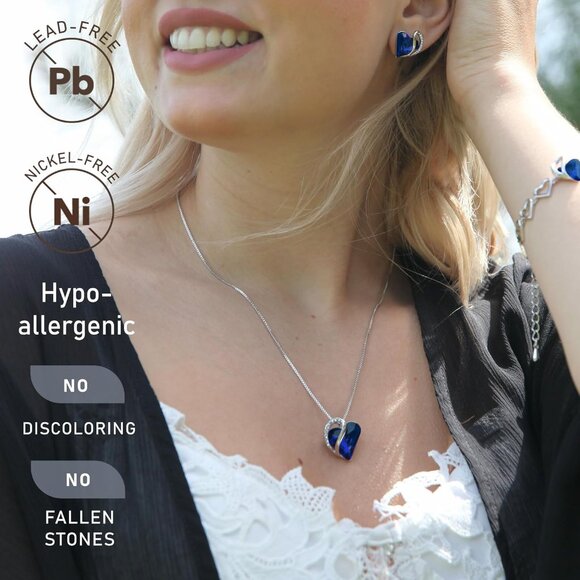 Infinity Love Birthstone Heart Pendant 9 Sapphire Blue Necklace Women Mom Silver - Picture 2 of 8